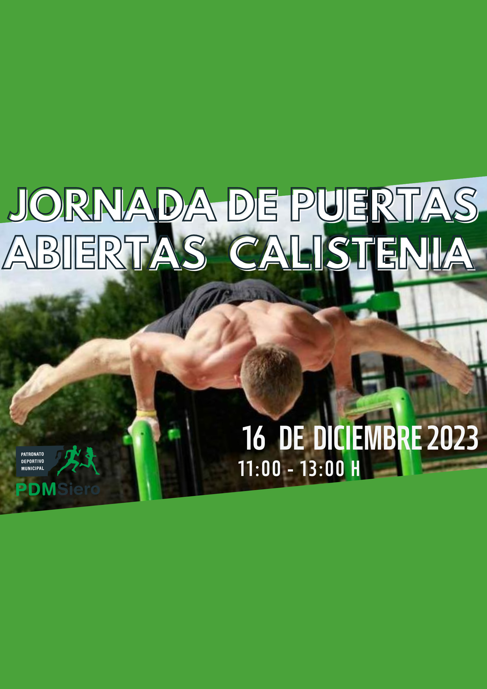 Cartel jornada de puertas abiertas calistenia en Siero