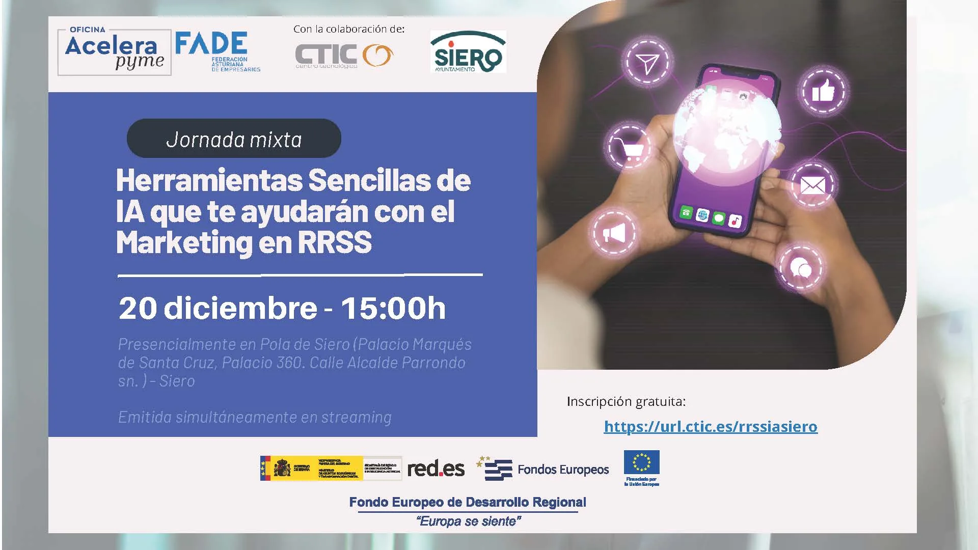 Cartel del curso de Herramientas Sencillas de Inteligencia Artificial - Siero