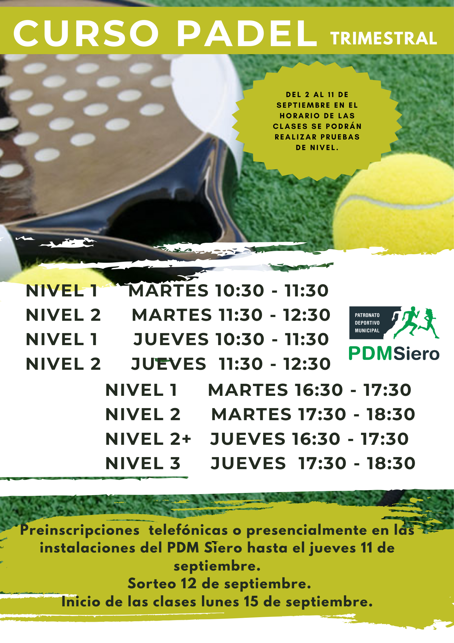 Cursos de Pádel organizados por el PDM Siero