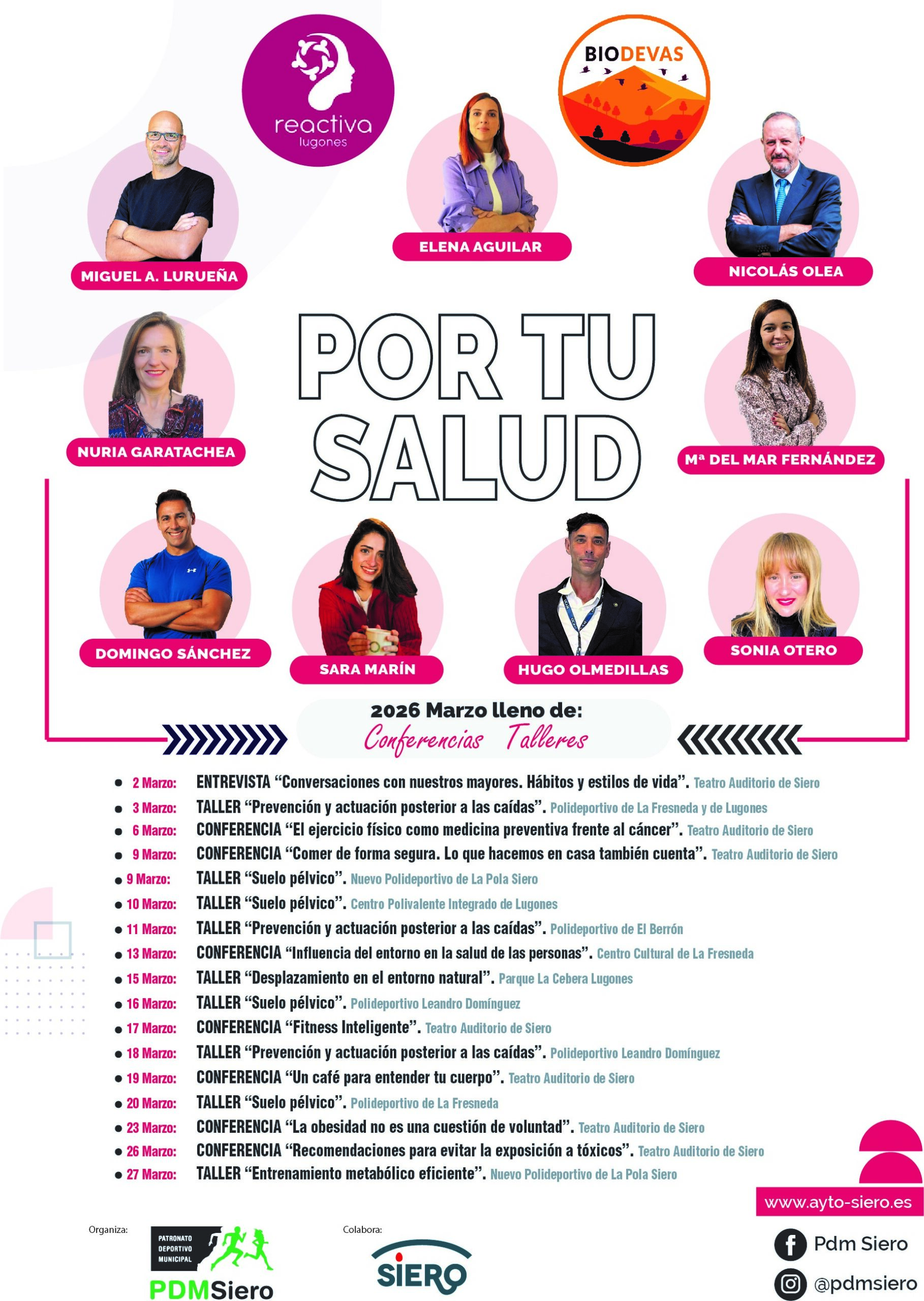 Siero impulsa un marzo lleno de bienestar con la 4ª edición del programa “Por tu salud”