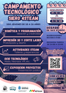 Abierto el plazo de inscripción para el ‘Campamento Tecnológico Siero 4STEAM’ para jóvenes de 10 a 16 años